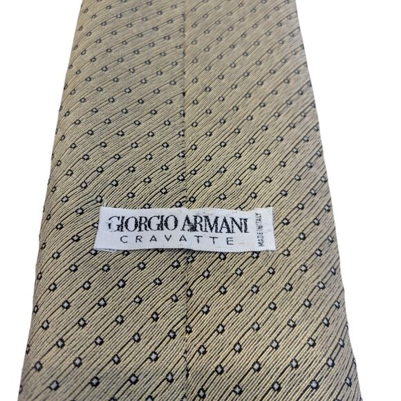GIORGIO ARMANI Men's 100% Silk Necktie ITALY Designer Geometric Brown - Picture 8 of 10